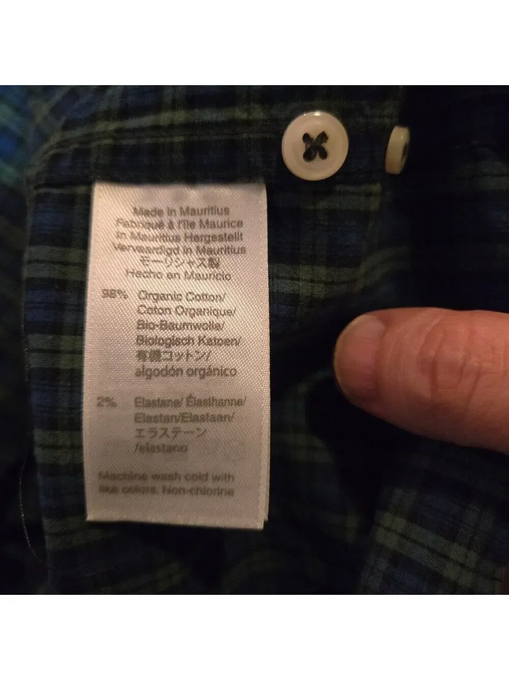 J Crew Secret Wash Slim Shirt L Blackwatch Plaid Stretch